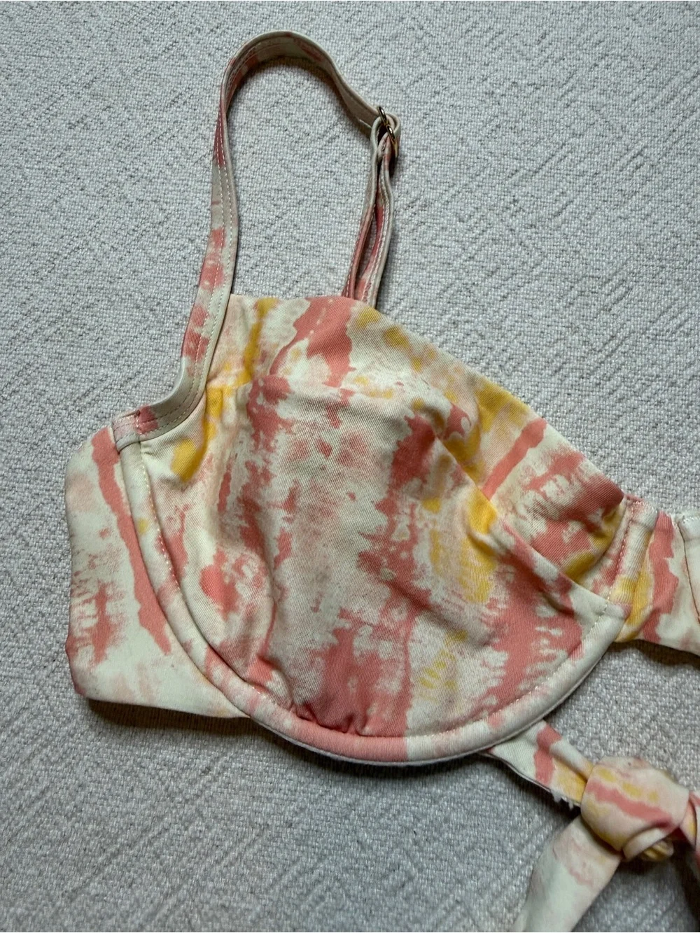 Monday Swimwear Sorrento Bikini Top L Pastel Yellow & Pink Beach Swim Vacation